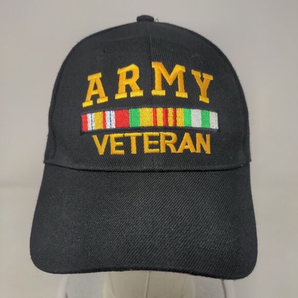 Army Veteran Strapback Hat Black 58cm Embroidered Adjustable Military - Picture 2 of 7